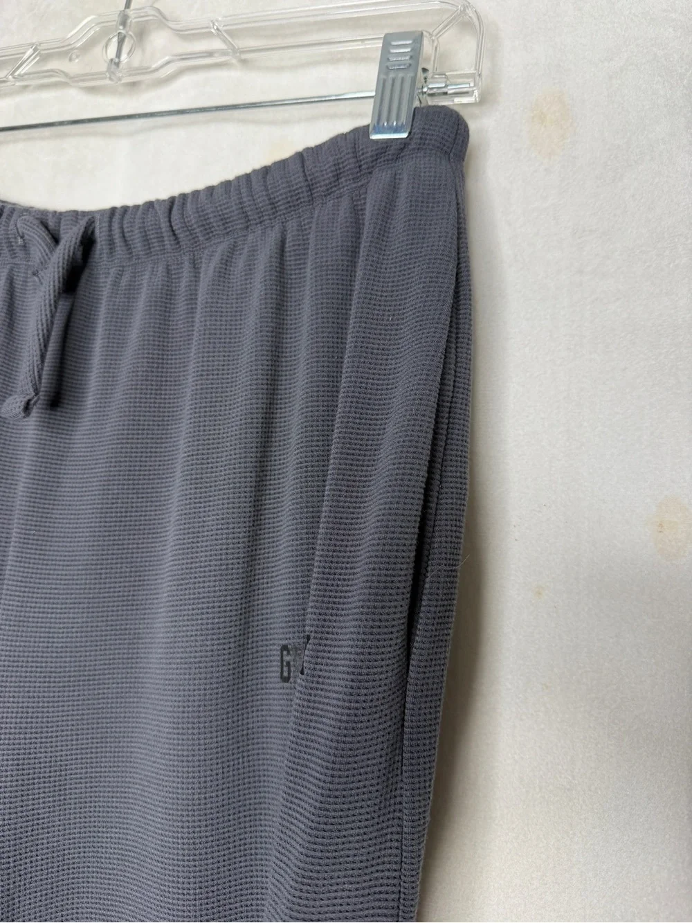 GYMSHARK / gray wide leg baggy waffle knit drawstring sweatpants / M